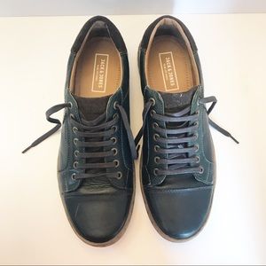 Green Leather Lace-Up Shoes